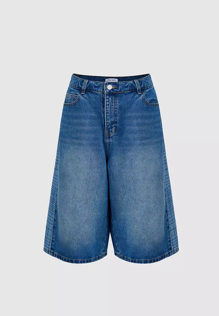 High Waist Wide Leg Denim Shorts