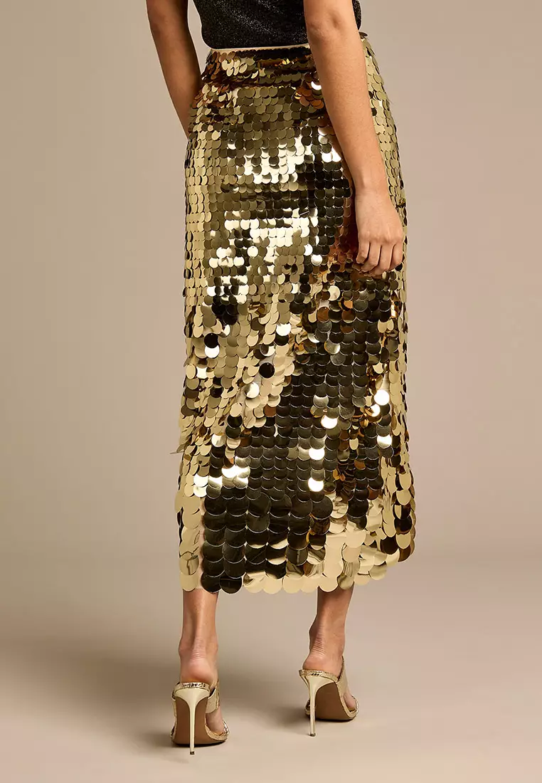 未使用⭐︎極美品！edit&co Escargot Tiered Skirt Buy GWD Eloise Gold Sequin Skirt 2025 Online | ZALORA