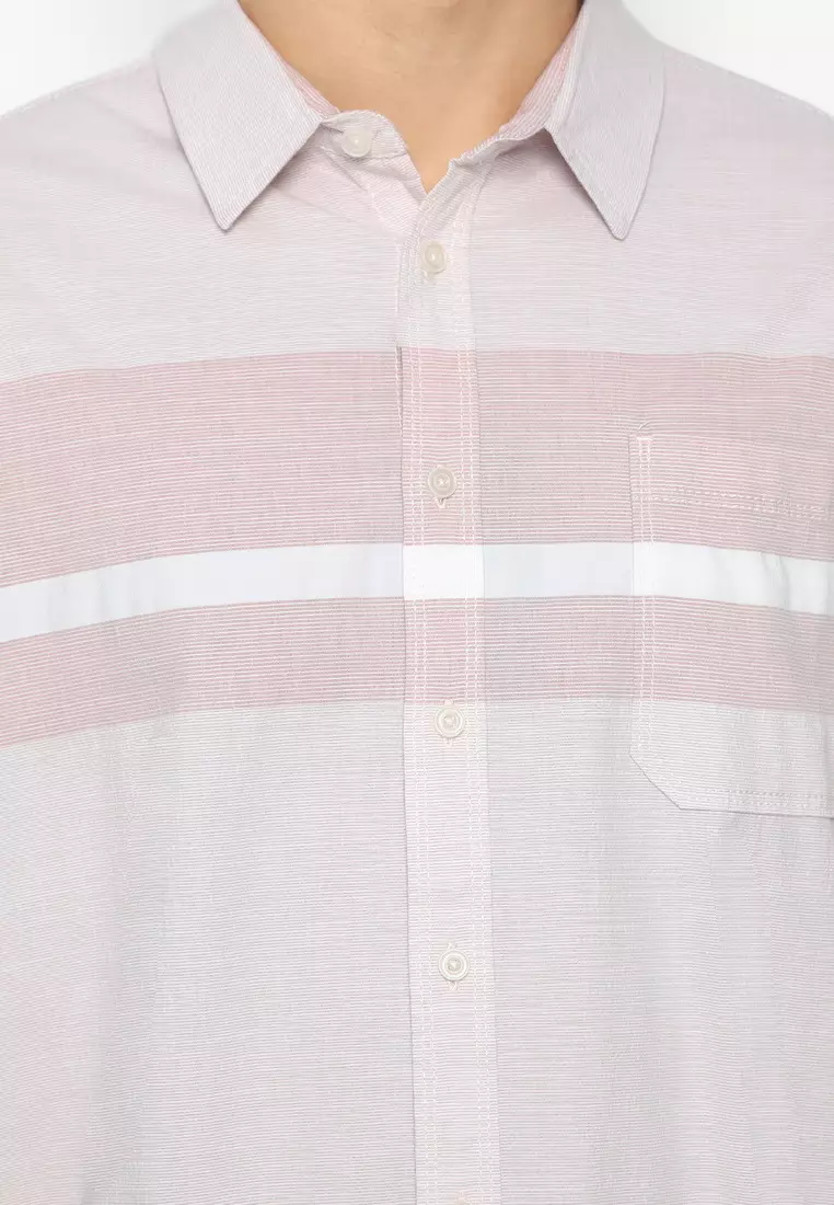 POLICE Kemeja Border Printing Merah Regular Fit Pria