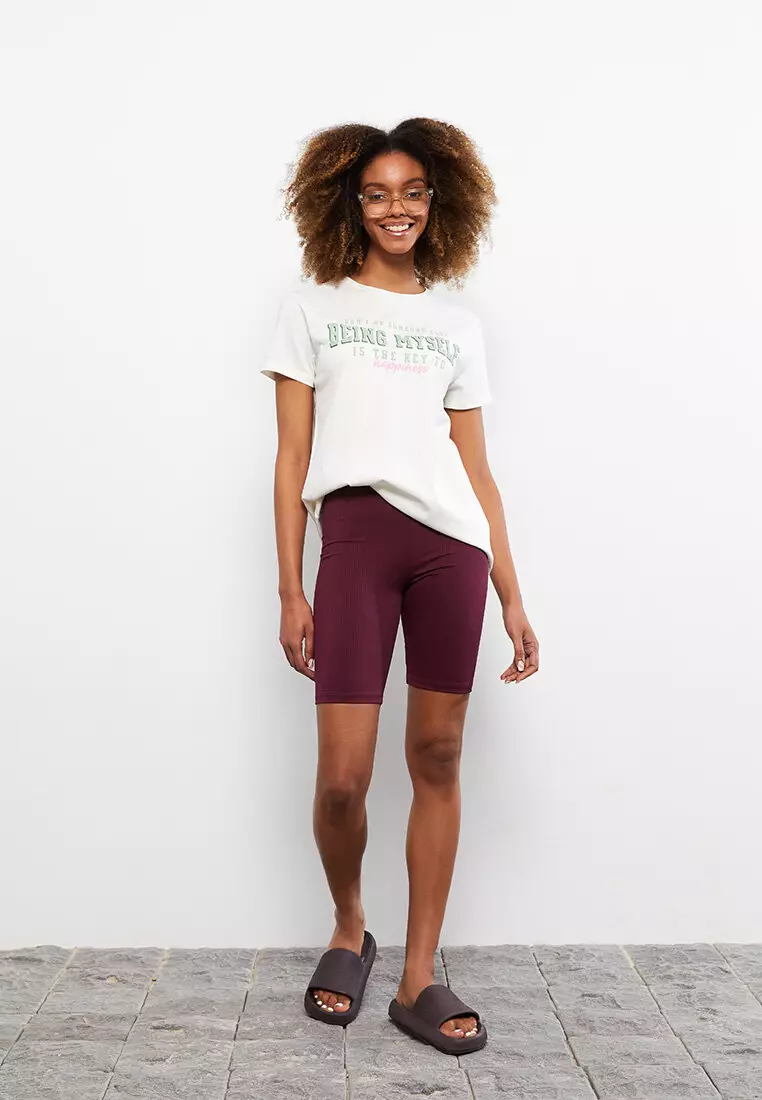 Burgundy biker shorts outfit top