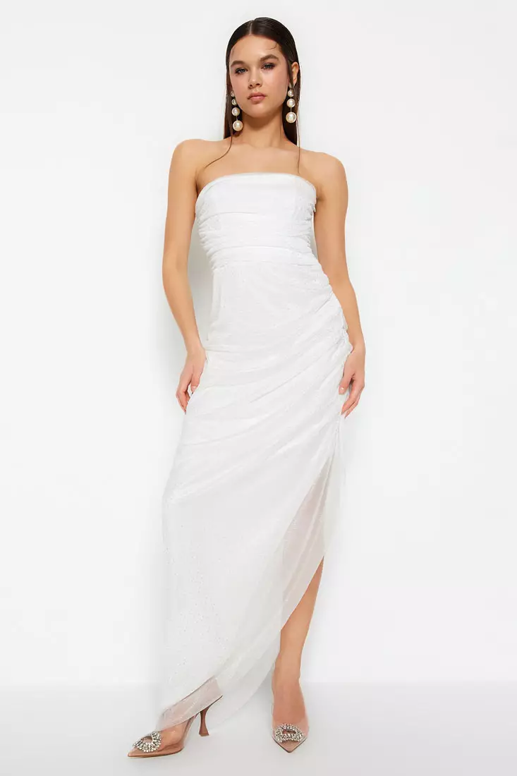 White evening online maxi dress