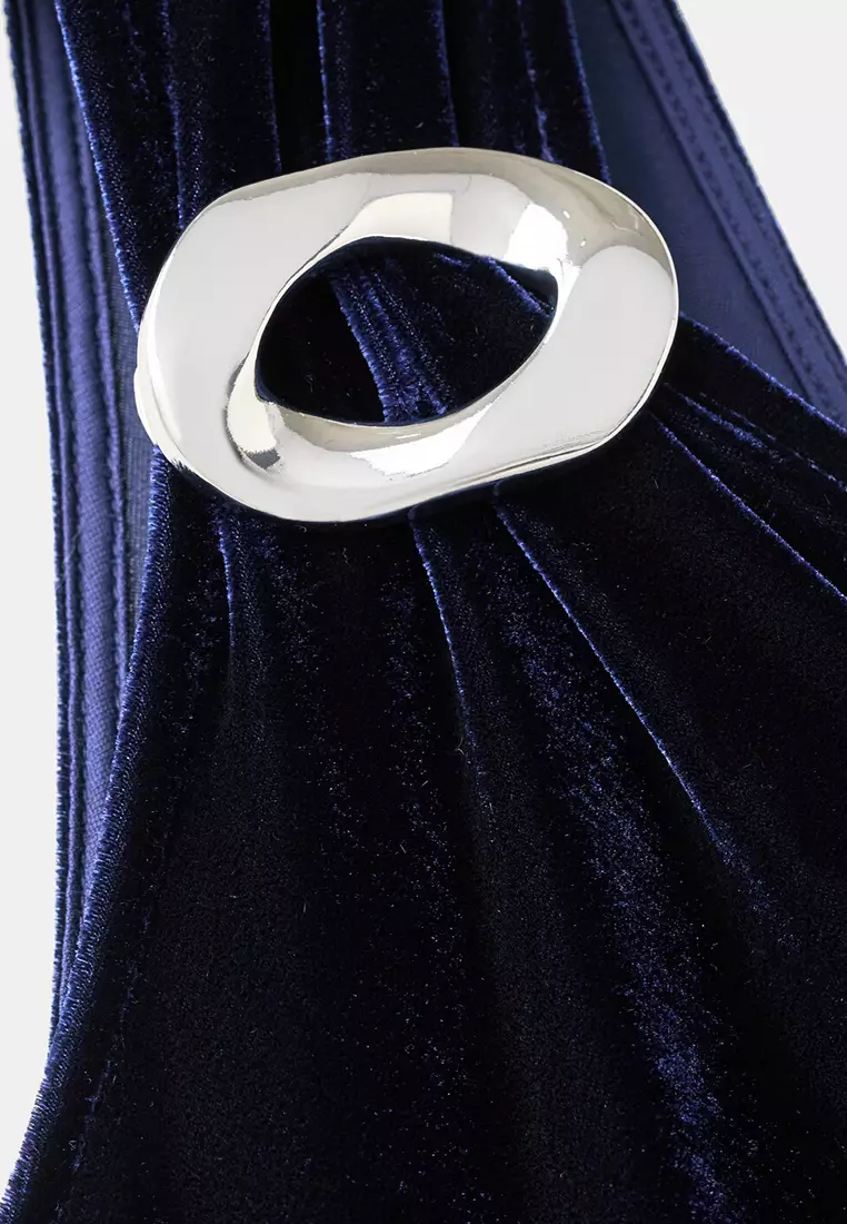 Velvet Jumpsuit With Metallic Detail