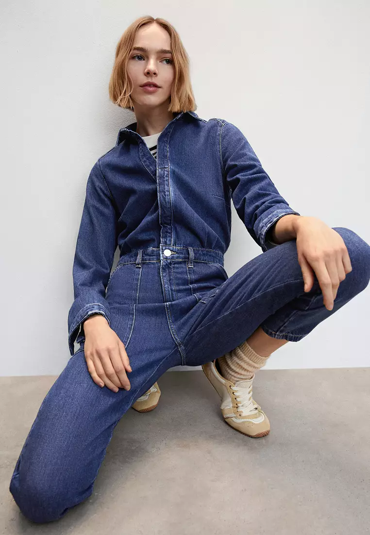 Buy Mango Long Denim Jumpsuit 2024 Online