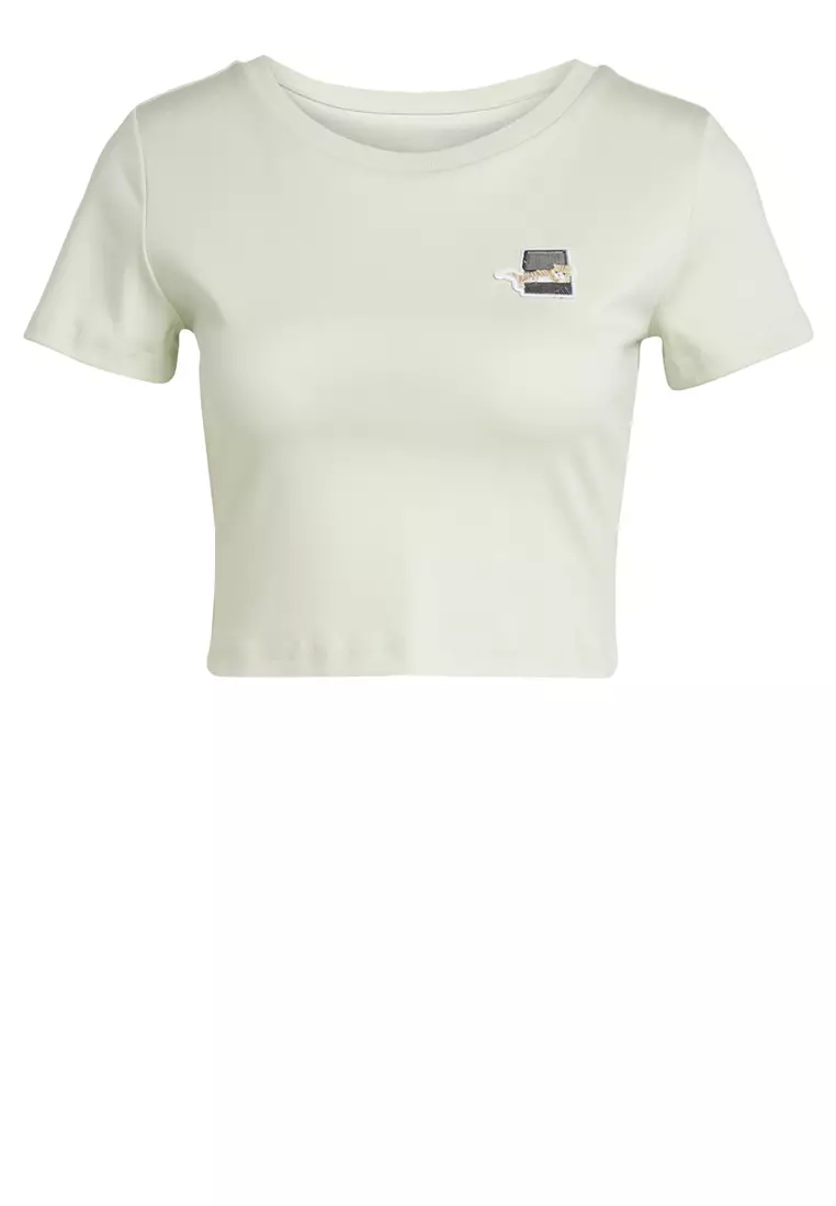 Cat Patch Cropped Graphic T-Shirt