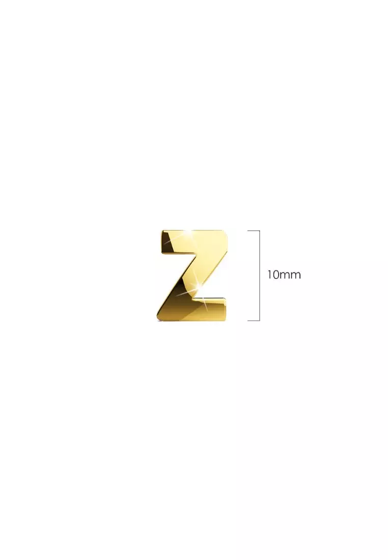 Bold Alphabet Letter Initial Charm Earrings in Gold Tone - Z