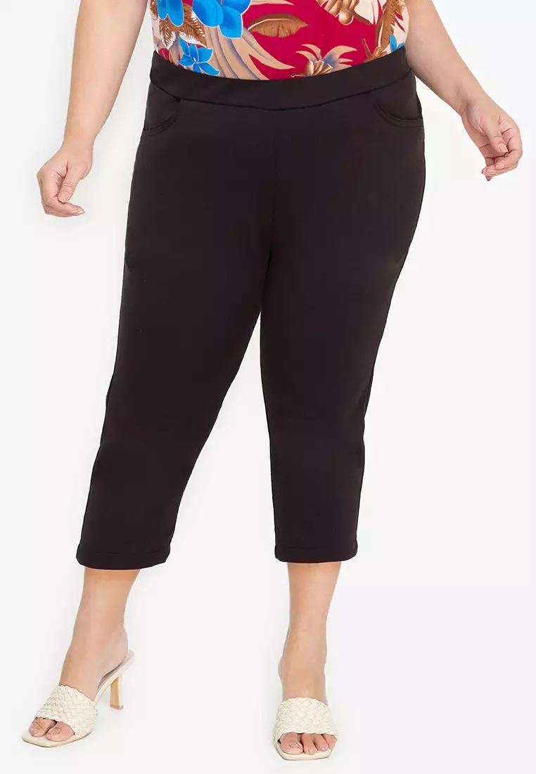 Ladies Casual Pedal Pusher Stretch Capri Crop Pants Ladies Trousers 