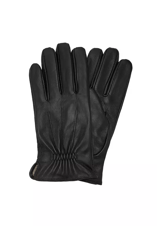 100% Leather Gloves With Ruffled Detail