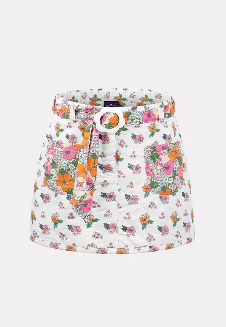 Quilted Skirt with Floral Print