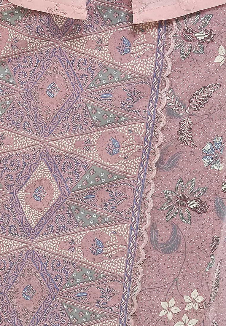 Rok Warp Skirt Span Bawahan Batik Wanita Nara Katun Bordir Mauve