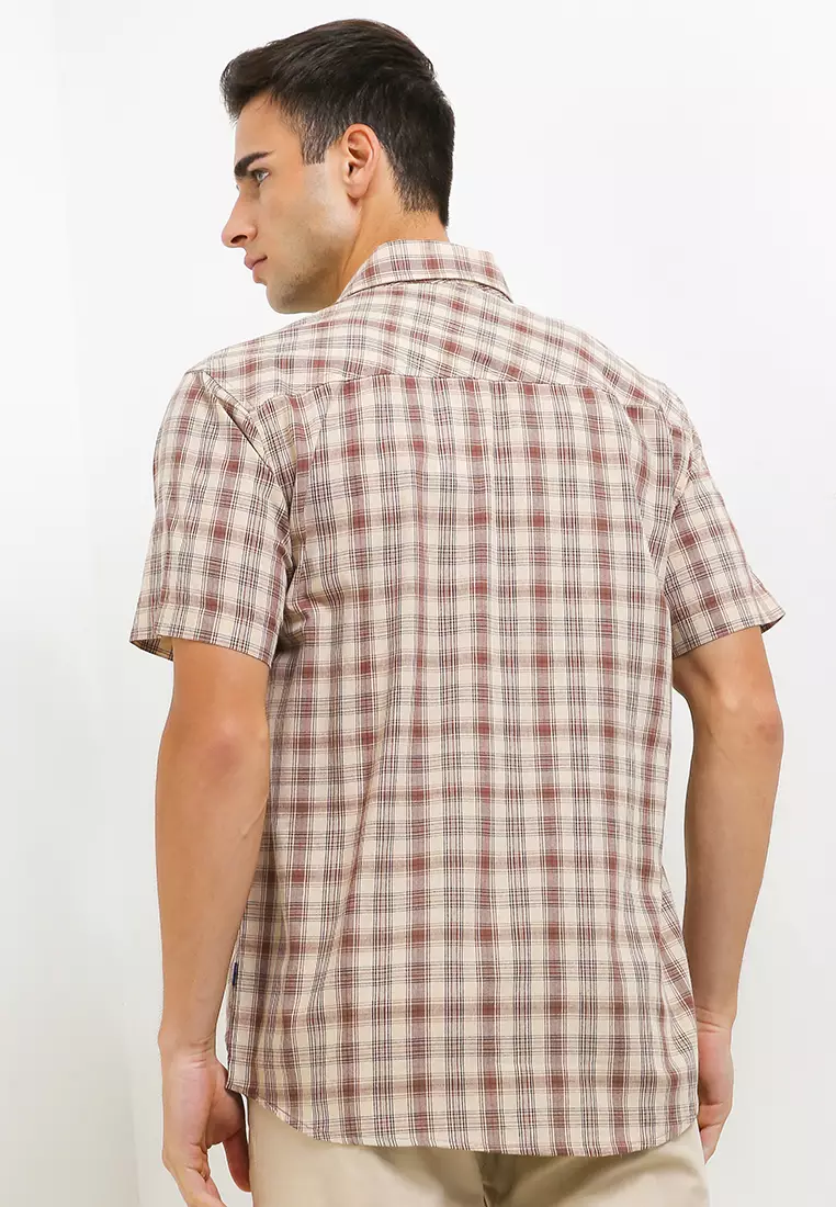 Kemeja Motif Kotak-kotak Lengan Pendek E019P21