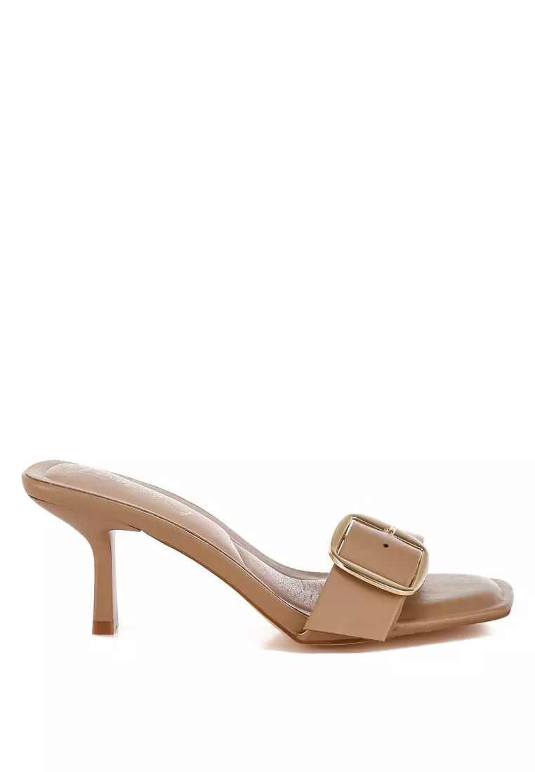 Discount on London Rag  shoes - SKU: Buckle Strap Slip On Sandals in Off White