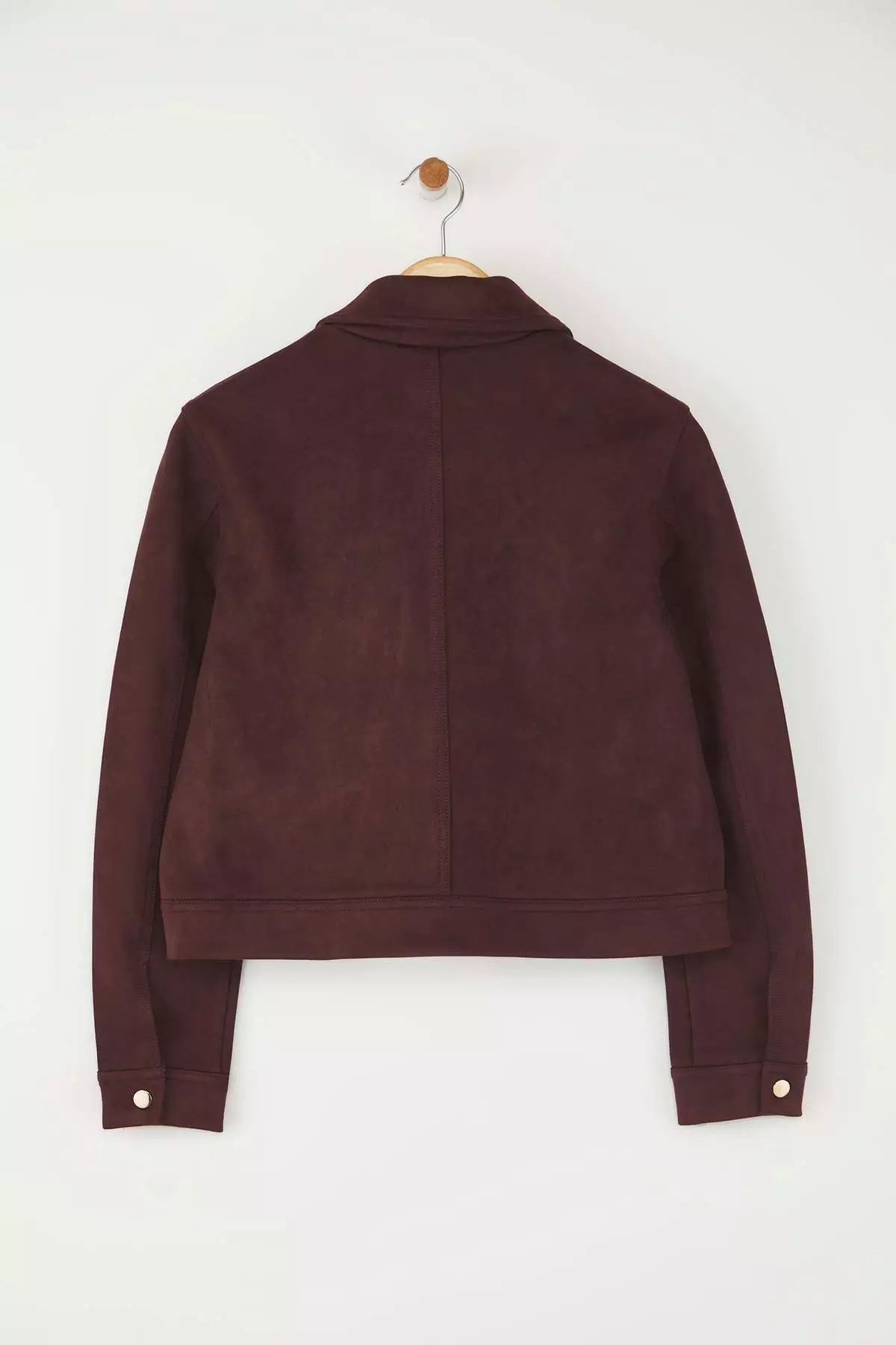 Dark Brown Fitted Mold Suede Slim Jacket Coat