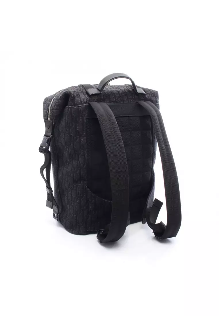 Pre-Loved Christian Dior safari oblique Backpack rucksack canvas leather black
