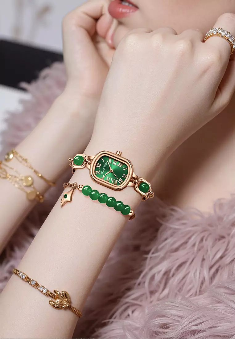 Jam Tangan Wanita Gelang Original Korea Elegan Anti Air Jam Tangan Cewek green
