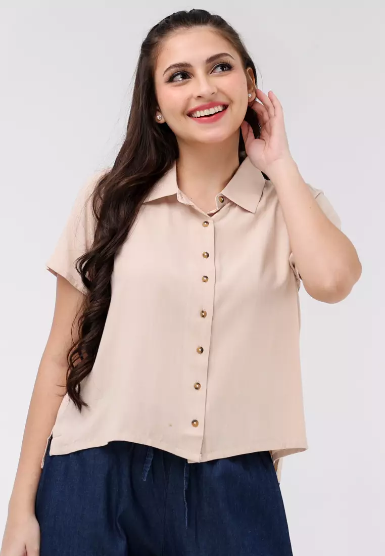 Soft Linen Woven Short Sleeves Blouse