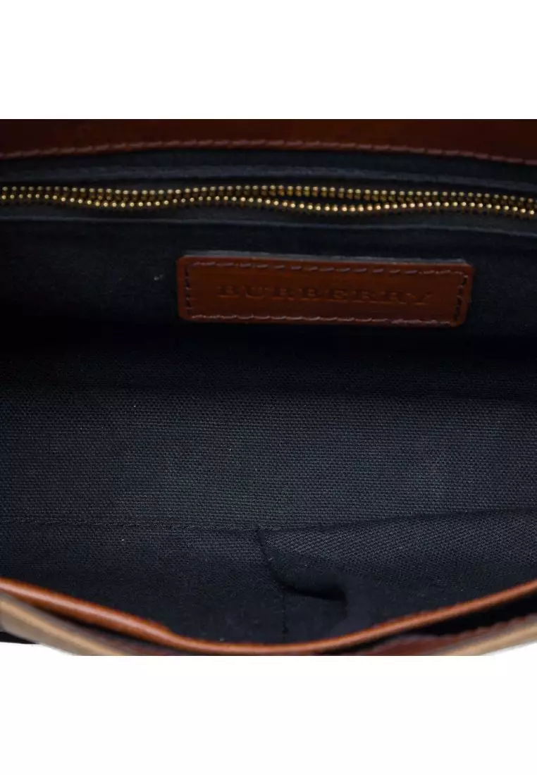 Pre-Loved Burberry Leather And House Check Canvas Bridle Abbott Crossbody