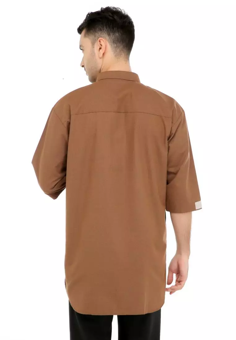 Baju Koko Gamis Muslim Pria Abyan - Coklat