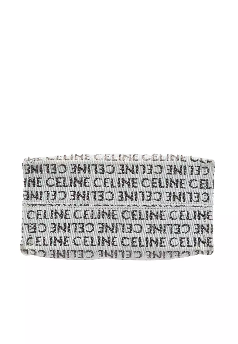 Pre-Loved Celine Small All Over Logo Print Canvas Cuir Triomphe Cabas Thais Satchel