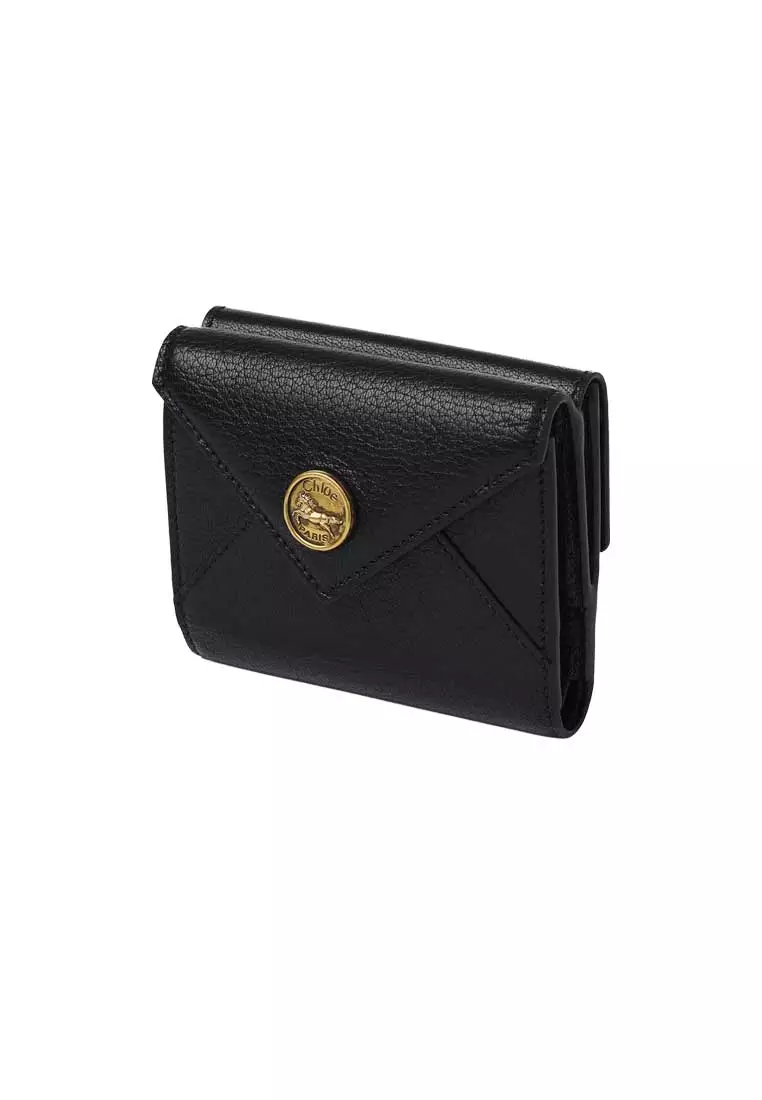 Small Envelope Trifold Wallet In Grained Leather Black CHC25SP543O93