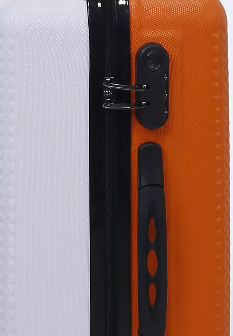 Carlton Koper Hardcase Unisex Size 20 Inch Dual Tone Color Large Compartment Suitcase Code Lock System Material ABS+PVC Coated ORIGINAL - White Orange