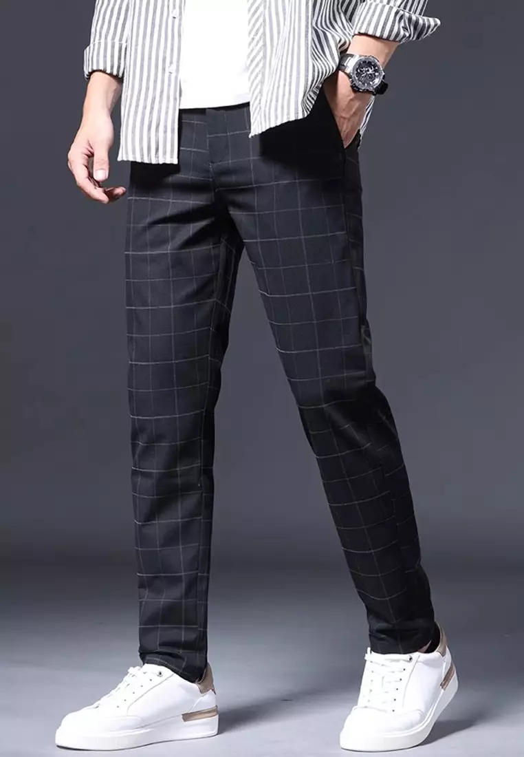 Checked Slim Fit Suit Pants