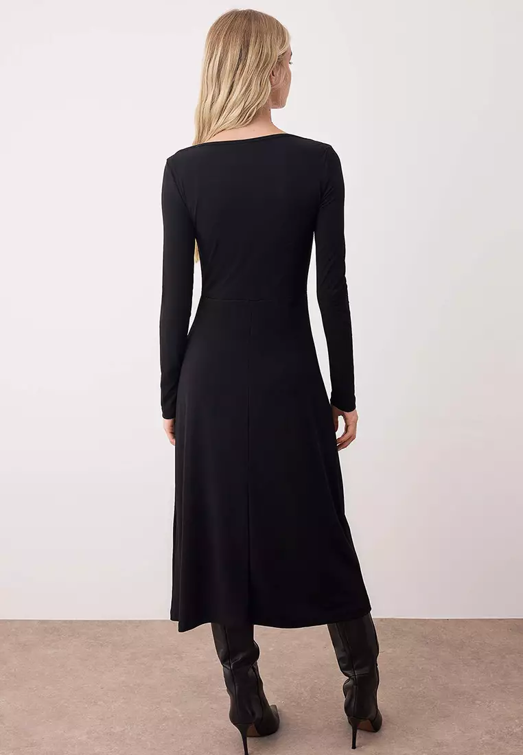 Boat Neck Midi Dress