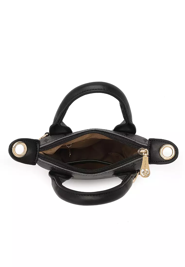 Women's Monogram Top Handle Bag / Sling Bag / Crossbody Bag (Tas Selempang / Tas Tangan) - Hitam