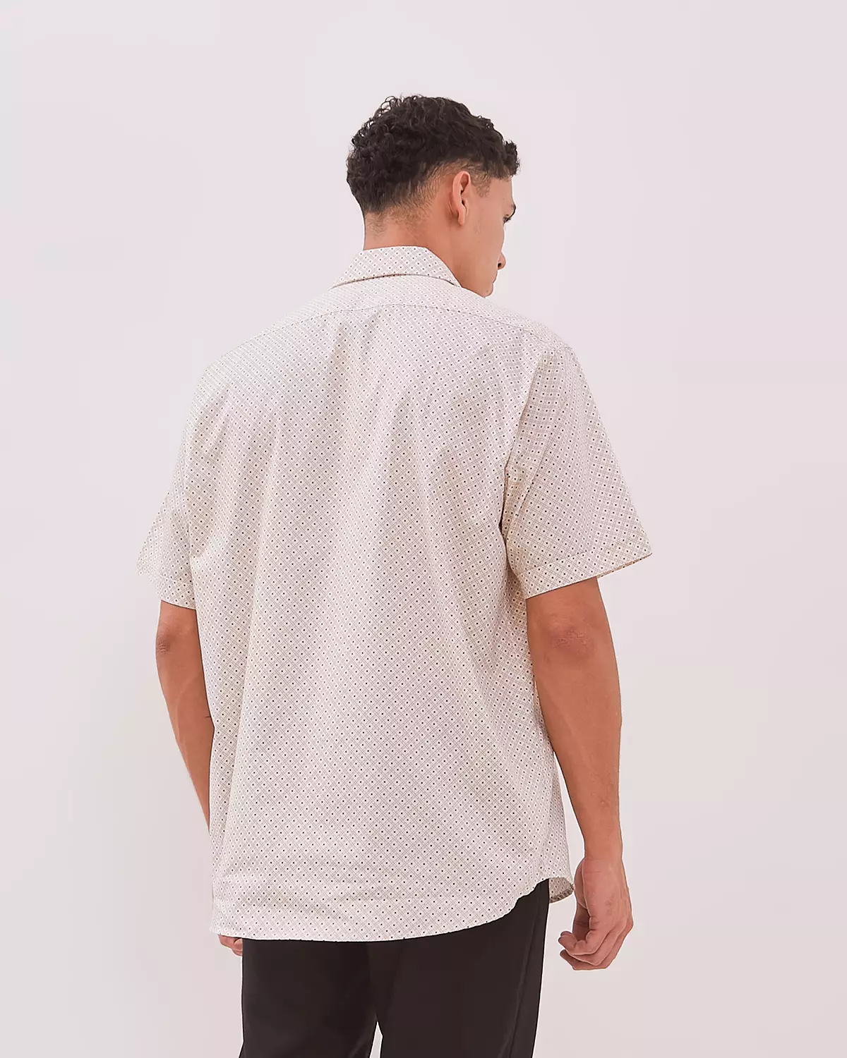 MEN'S CREAM PRINT SHORT SLEEVE SHIRT