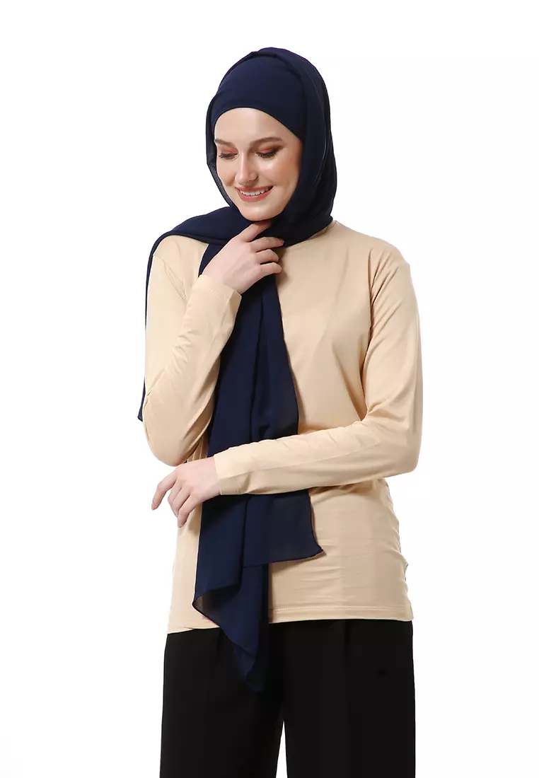 Zhalika Phasmina Motif Polos High Premium Quality - Navy