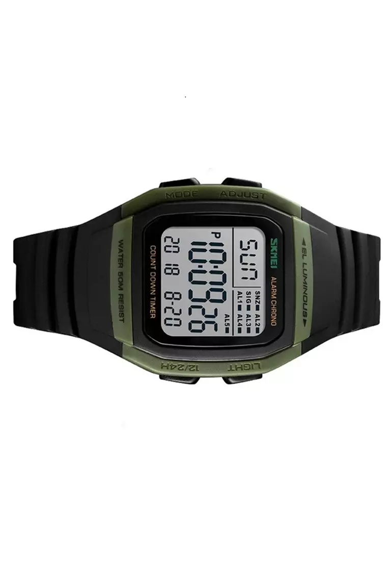 Jam Tangan Kasual Digital Pria Waterproof 50m Strap Tali Material Silicone TE42 ORIGINAL