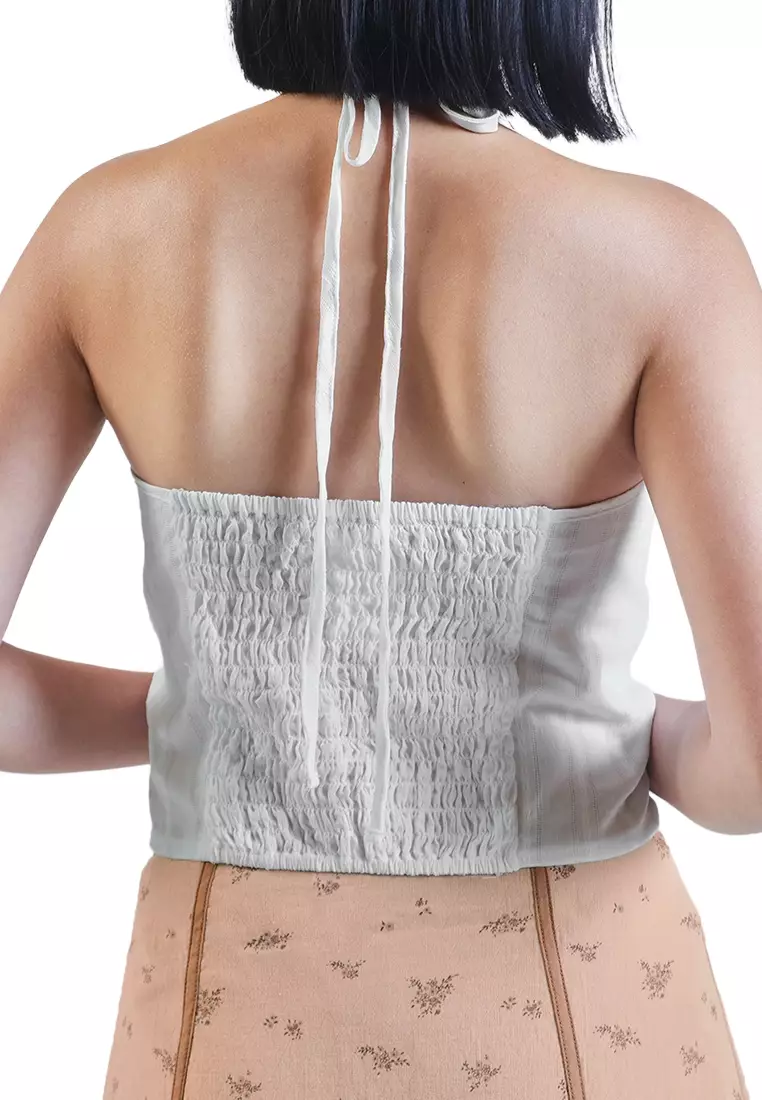 Diamond Smocked Tuxedo-like Halter Top