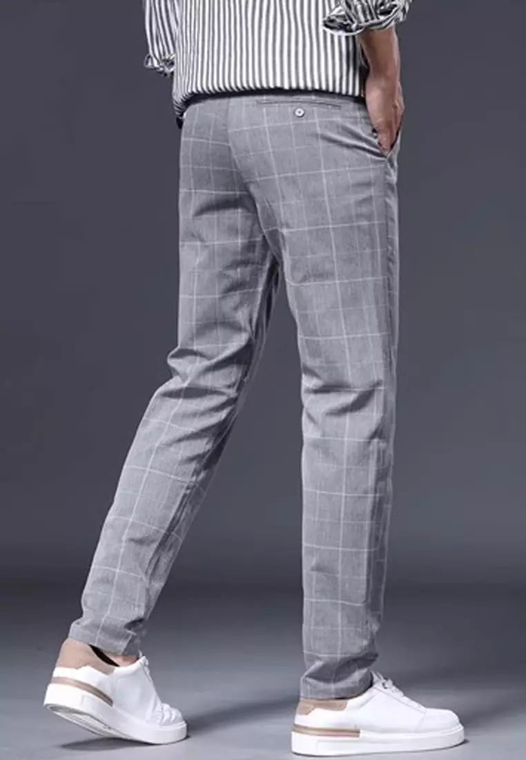 Checked Slim Fit Suit Pants