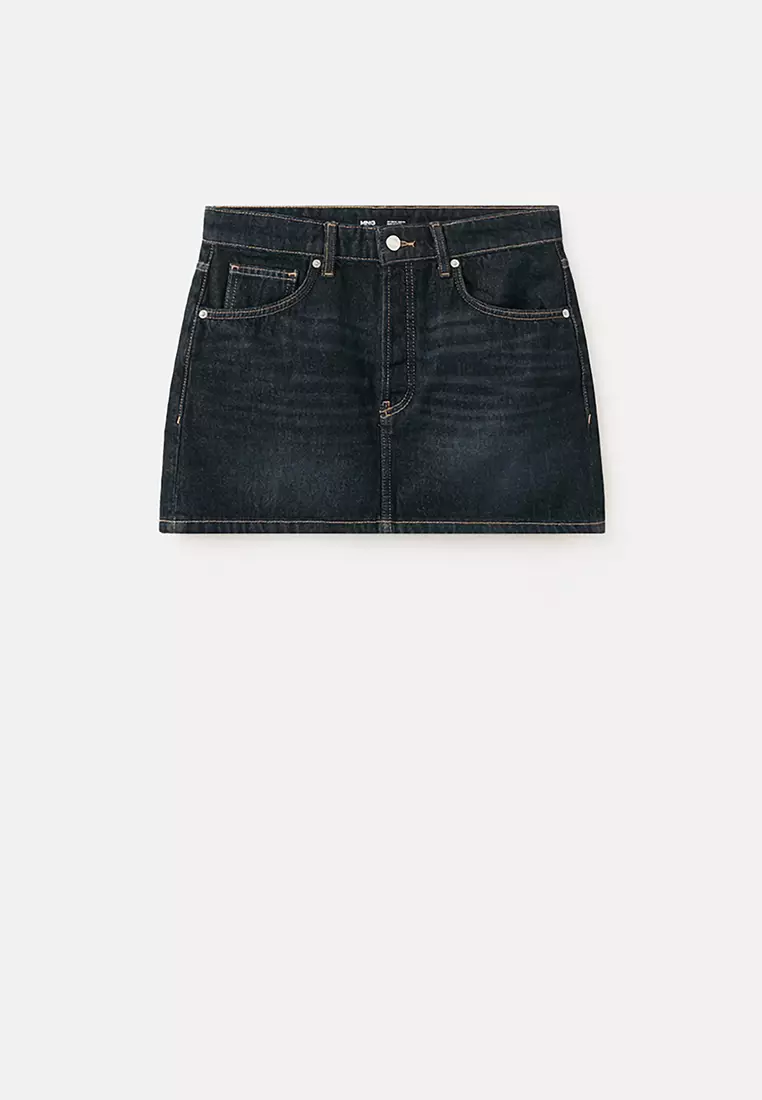 Low-Rise Denim Mini Skirt