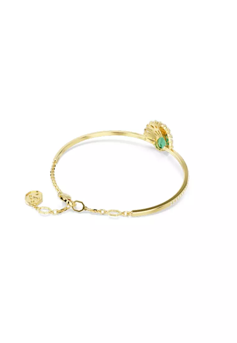 Idyllia Bangle, Mixed Cuts, Shell, Green, Gold-Tone Plated