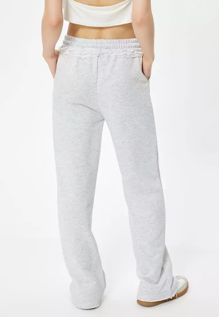 Oversize Sweatpants Wide Leg Laced Waist Ruffle Detail