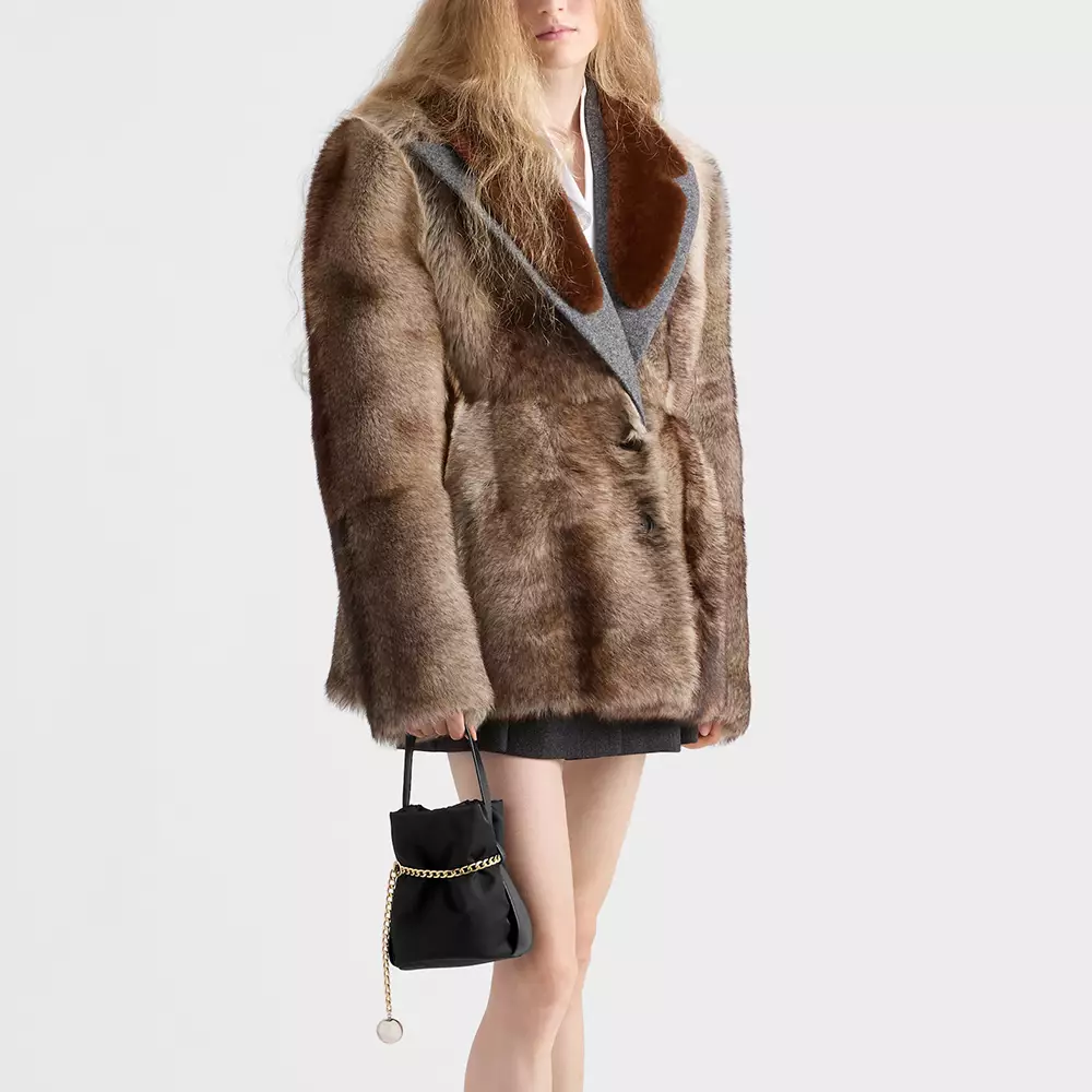 Petit Sac Noir Mini Re-Nylon and Nappa Leather Bucket Bag Black