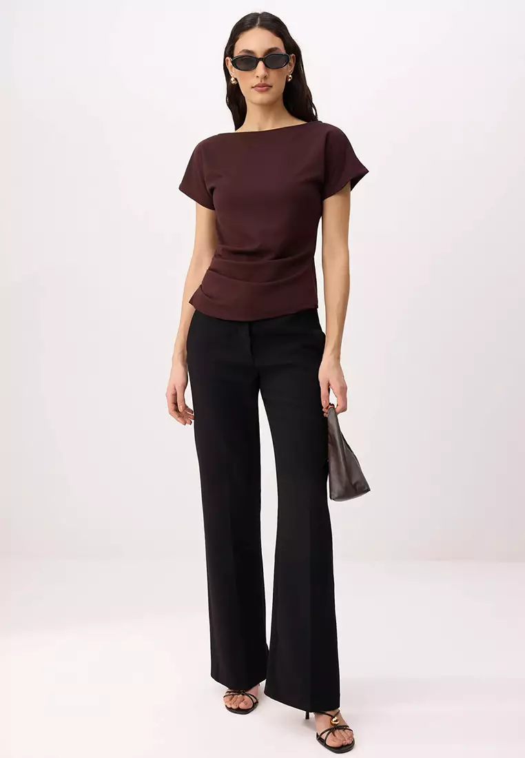 Boat Neck Ruched Top