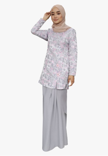Buy Brocade Embroidered Kurung from Zoe Arissa in Grey only 220