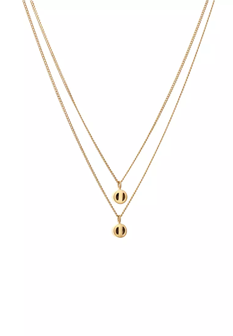 Necklace Layer Light Green Crystals Gold Plated