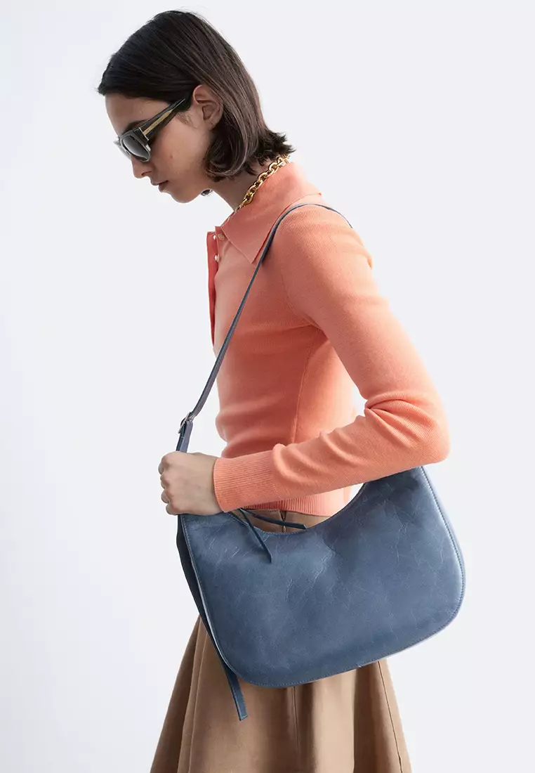 Rib-Knit Merino Wool Polo Top