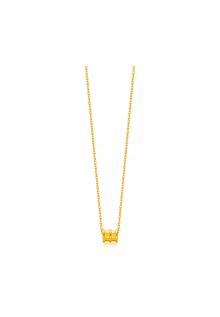 999.9/24K Pure Gold 3D Mini Tube Ring Charm B801