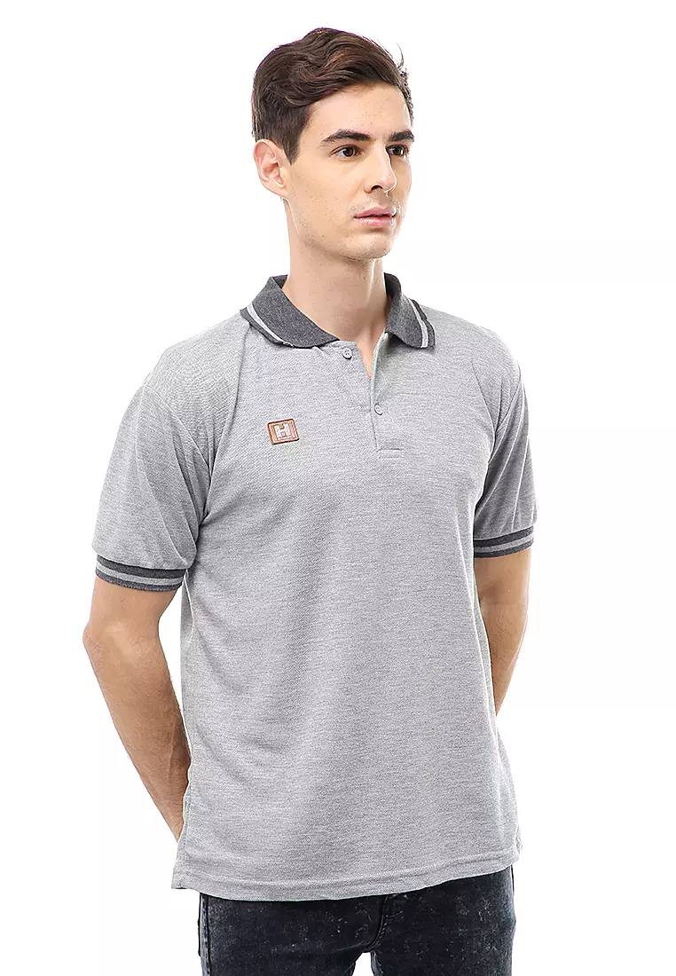 Jack T-Shirt Atasan Kasual Kaos Polos Pria Kerah Lengan Pendek Material Cotton ORIGINAL - Light Gray