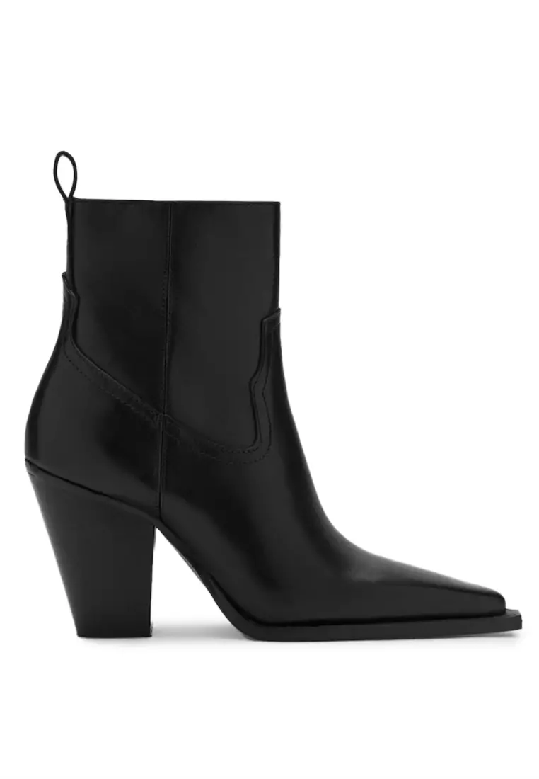 Buy Mango Leather Ankle Boots With Block Heel 2025 Online ZALORA