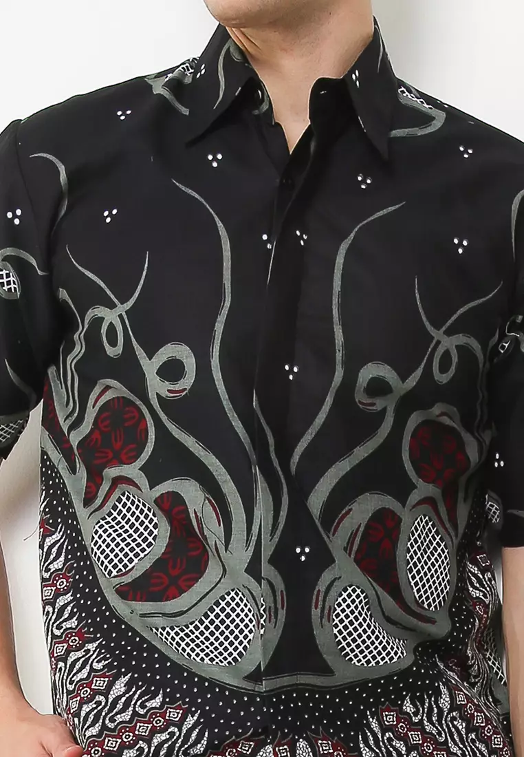 Ocean Kemeja Batik Premium Pria Casual Modern Lengan Pendek