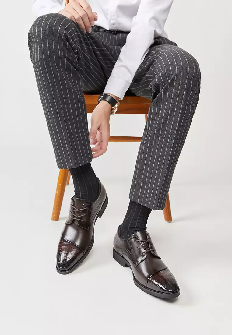 Spliced Faux Leather Derby Shoes KB05-6