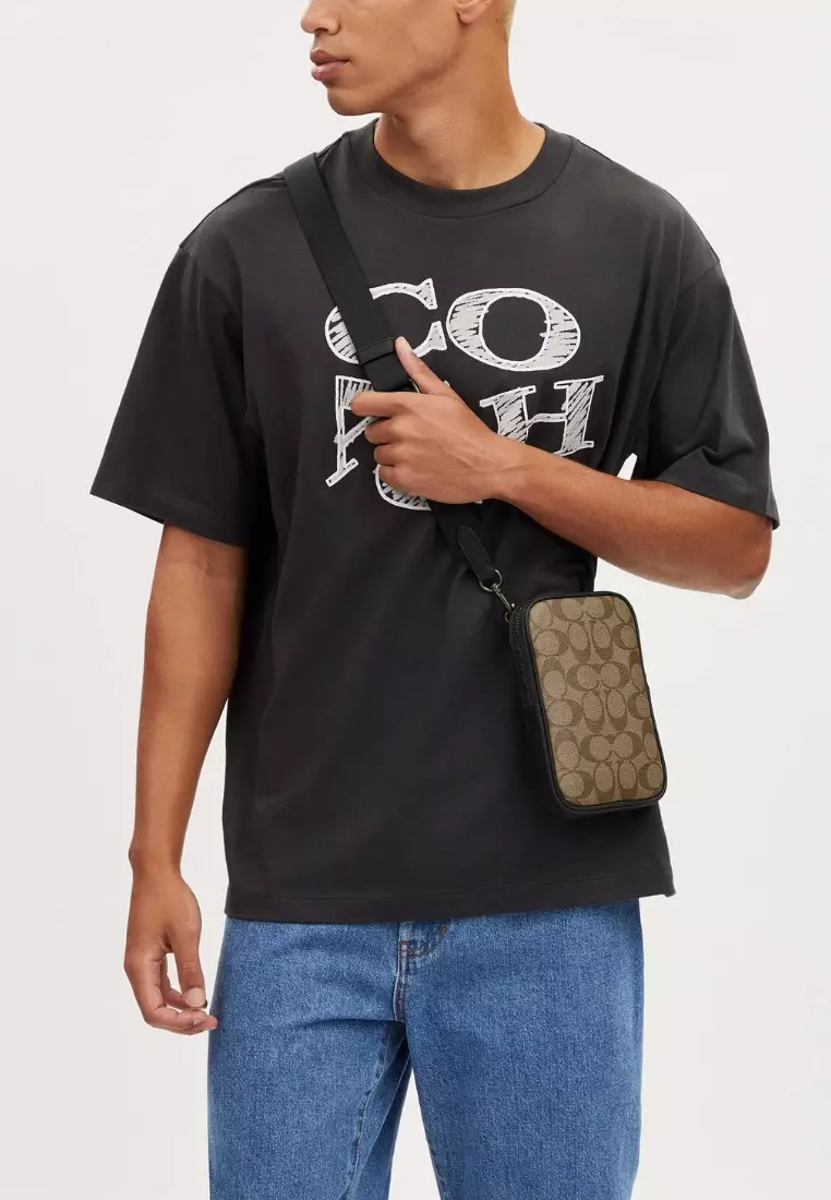 Aden Crossbody In Signature Canvas Gunmetal Khaki