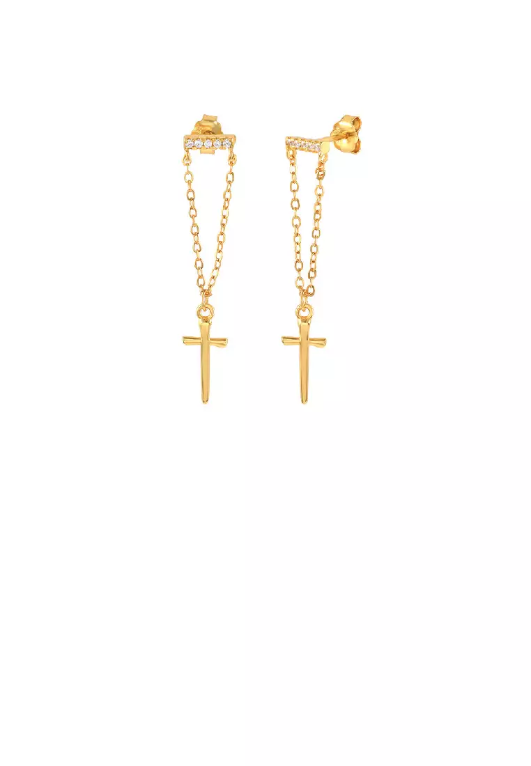 Dangling gold cheap cross earrings