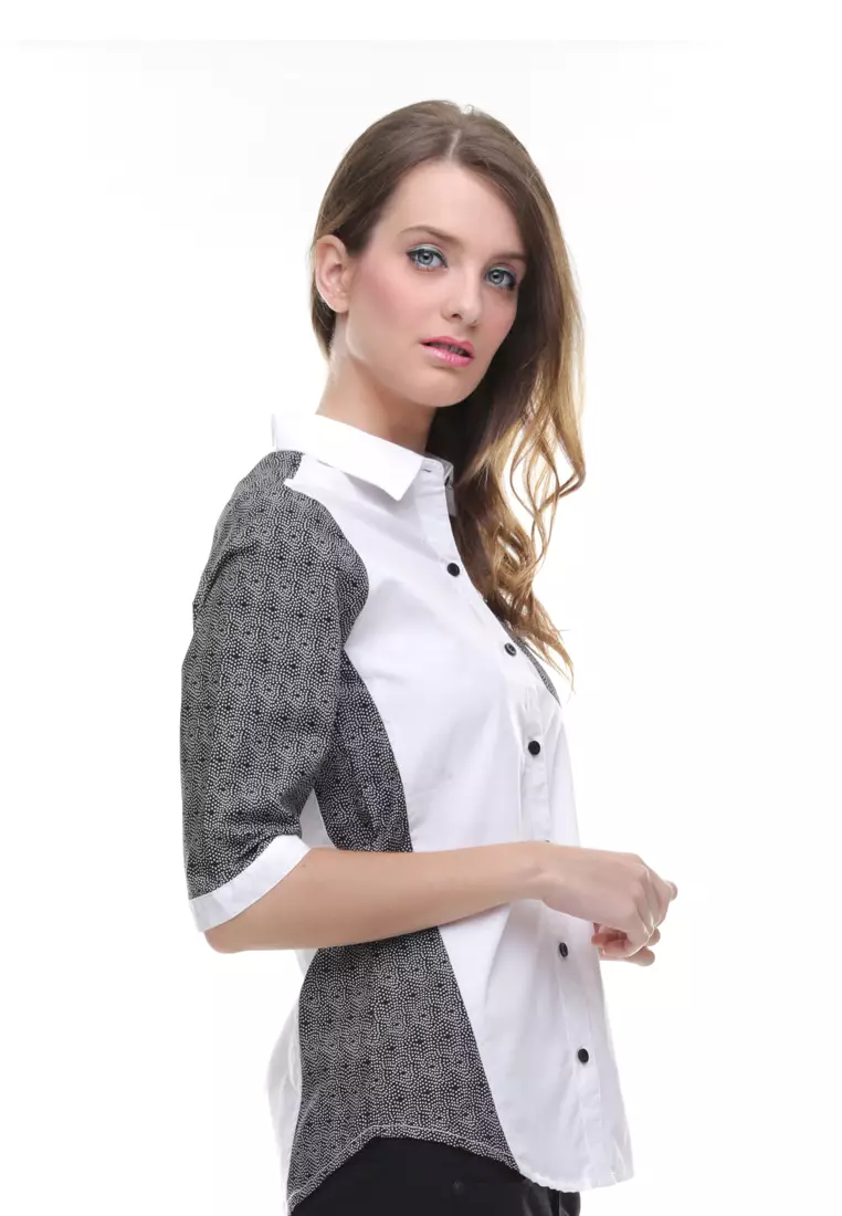 LGS - Regular Fit - Kemeja Wanita - Lengan Batik - Putih - LSH.381.O1405L.615