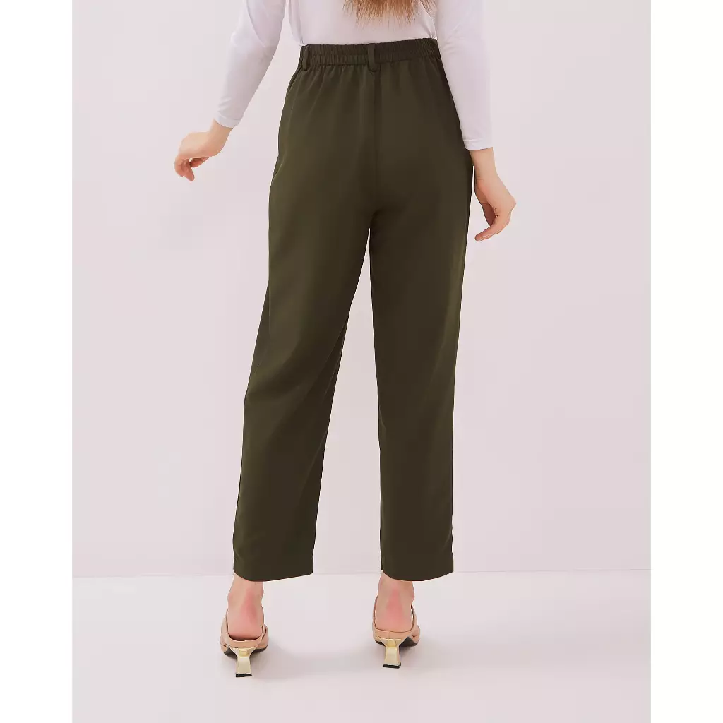 Urban Exchange Nina Pants Dark Green - Celana Kulot Panjang Olive Premium Kasual