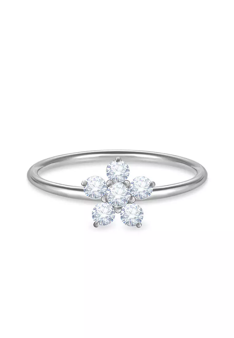 Gold diamond on sale flower ring